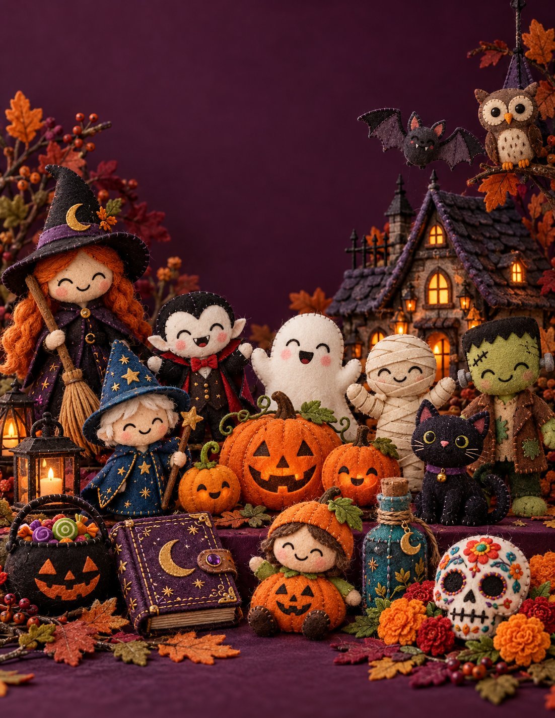 Bonecos em feltro de Halloween